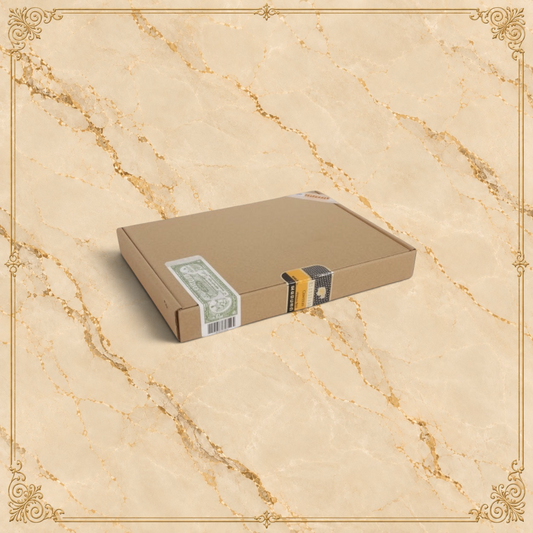Arcadia Cigars Cohiba Piramides Extra box, featuring a cardboard exterior with green and gold band details.
