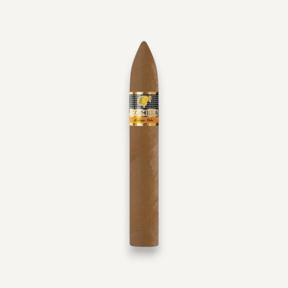Arcadia Cigars Cohiba Piramides Extra cigar, medium to full-bodied with cedar and cocoa notes. Pirámide format.