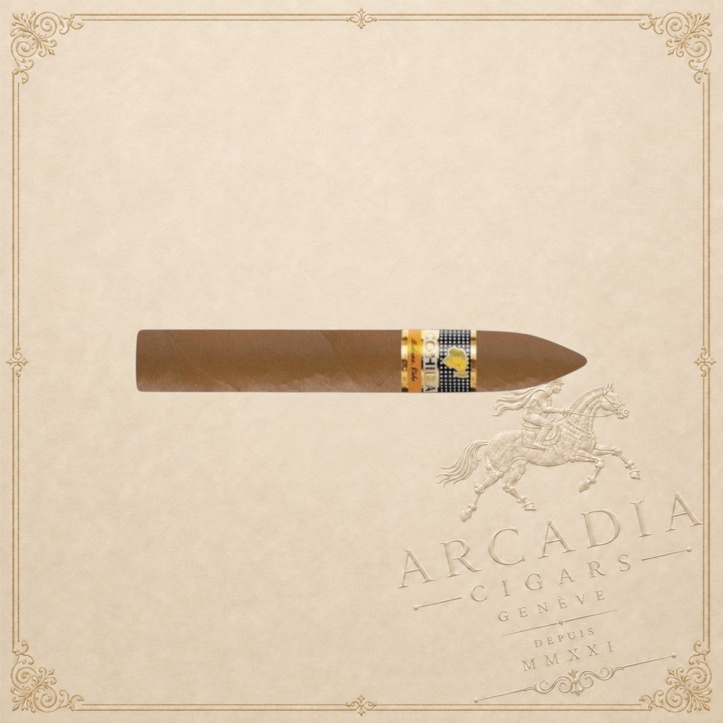 Arcadia Cigars Cohiba Piramides Extra cigar, medium to full-bodied with cedar and cocoa notes. Pirámide format.