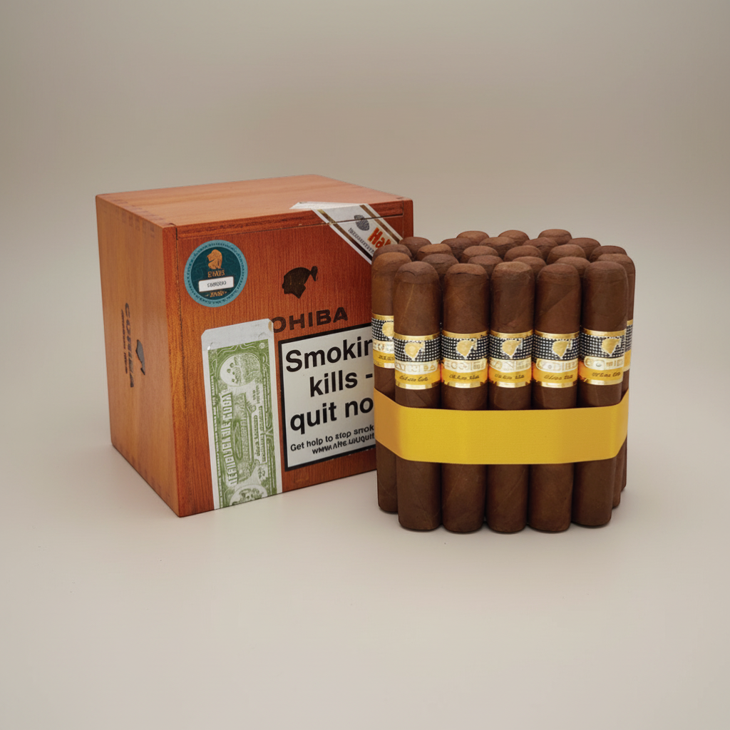 Arcadia Cigars Cohiba Robustos, medium-full bodied Cuban cigars with cedar, cream, cocoa, and spice notes. Robusto format.