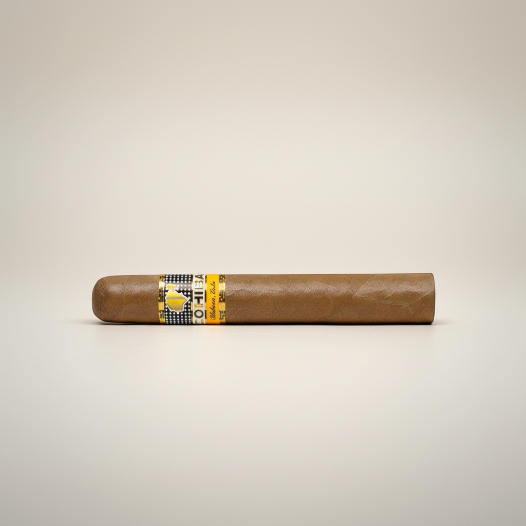 Arcadia Cigars Cohiba Siglo VI cigar with a golden band and brown wrapper. Medium to full strength.