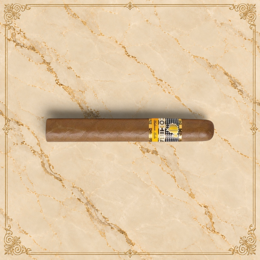 Arcadia Cigars Cohiba Siglo VI cigar with a golden band and brown wrapper. Medium to full strength.