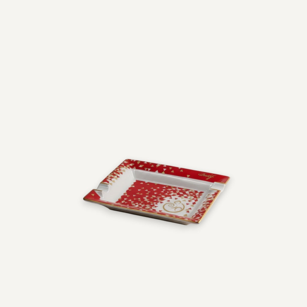Arcadia Cigars Davidoff Year of Monkey ashtray, white Limoges porcelain with red and gold accents, 2 cigar rests.