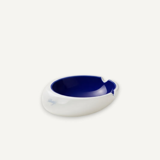 Arcadia Cigars Davidoff Royal Release blue porcelain ashtray with gold insignia and four rests.