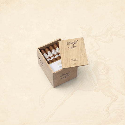 Arcadia Cigars Davidoff Signature 6000 Vintage 2023 premium cigars in a wooden box with elegant branding
