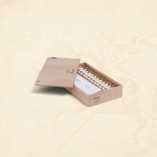 Arcadia Cigars Davidoff Signature Toro Vintage 2023 cigar box with aged tobacco cigars on a beige world map background