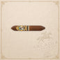 Arcadia Cigars God of Fire Serie Aniversario 60 cigar with ornate gold and black band on a textured cream background.