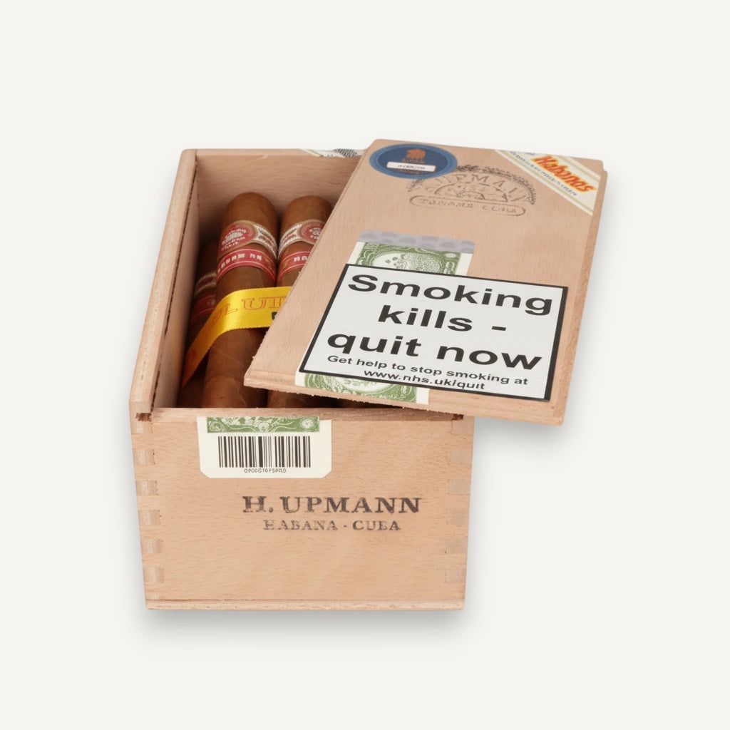 Arcadia Cigars H. Upmann Magnum 50 box of 25 Cuban cigars. Medium-bodied with cedar and cocoa notes.