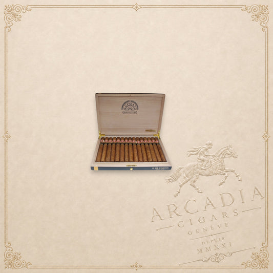 Arcadia Cigars H. Upmann Sir Winston Gran Reserva 2011 cigar box with 15 premium Cuban cigars in a wooden case.