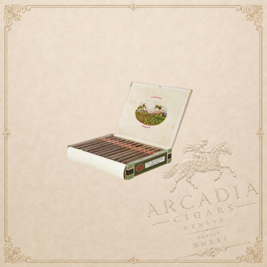 Arcadia Cigars La Flor de Cano Selectos vintage Cuban cigars in a cello box of 25 with traditional label artwork