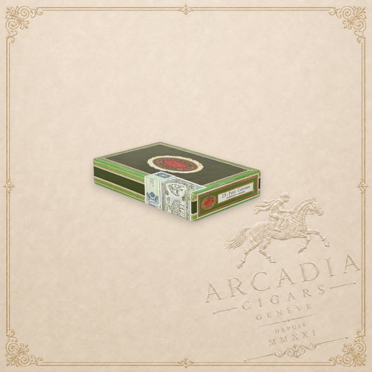 Arcadia Cigars vintage La Flor de Cano Petit Coronas cigar box from the 1960s with authentic Cuban tax seal