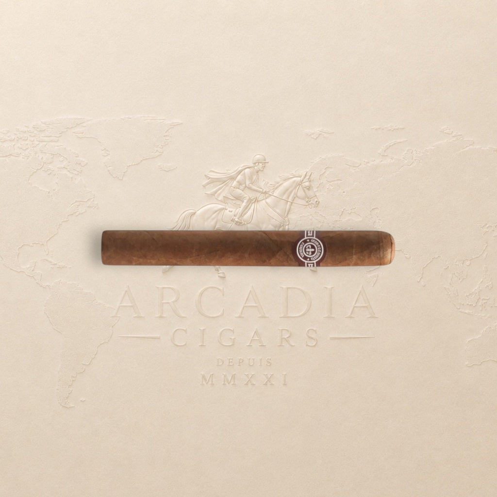 Arcadia Cigars Montecristo No. 4 petit corona cigar with wood, cocoa, and spice notes.