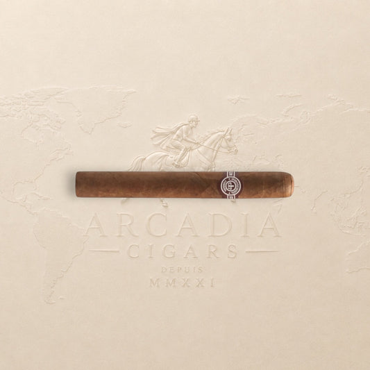 Arcadia Cigars Montecristo No. 4 petit corona cigar with wood, cocoa, and spice notes.