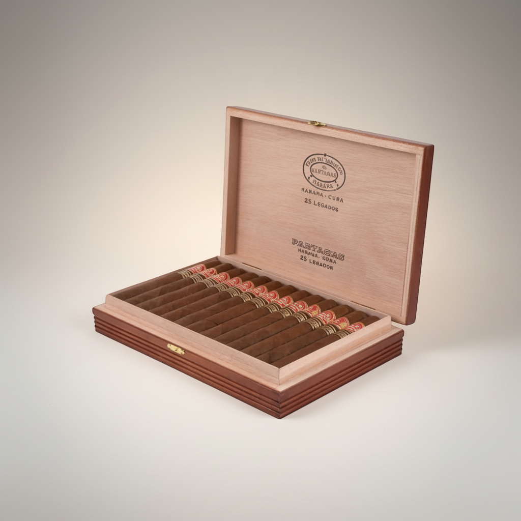 Arcadia Cigars Partagás Legado 2020 Limited Edition box of 25 Cuban cigars, Hermosos No.2 format.