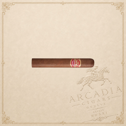 Arcadia Cigars Partagas Shorts, a compact Cuban cigar with a reddish-brown wrapper and a bold, full-bodied flavor profile.