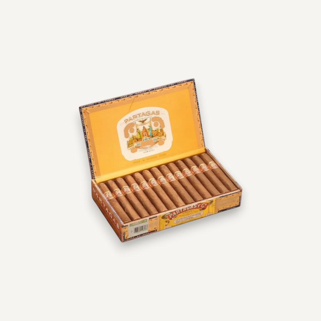 Arcadia Cigars Partagas Shorts box of 25 Cuban cigars, medium-full bodied, 4 3/8" length, 42 ring gauge.