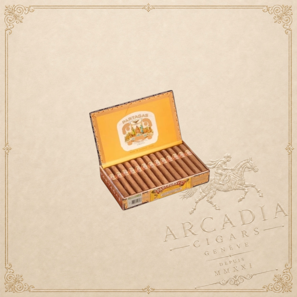 Arcadia Cigars Partagas Shorts box of 25 Cuban cigars, medium-full bodied, 4 3/8" length, 42 ring gauge.