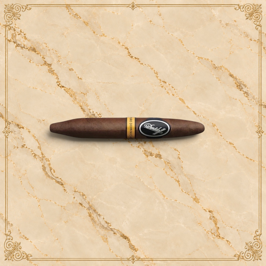 Arcadia Cigars Davidoff Puro Dominicano Perfecto cigar with a tapered shape on a textured cream background
