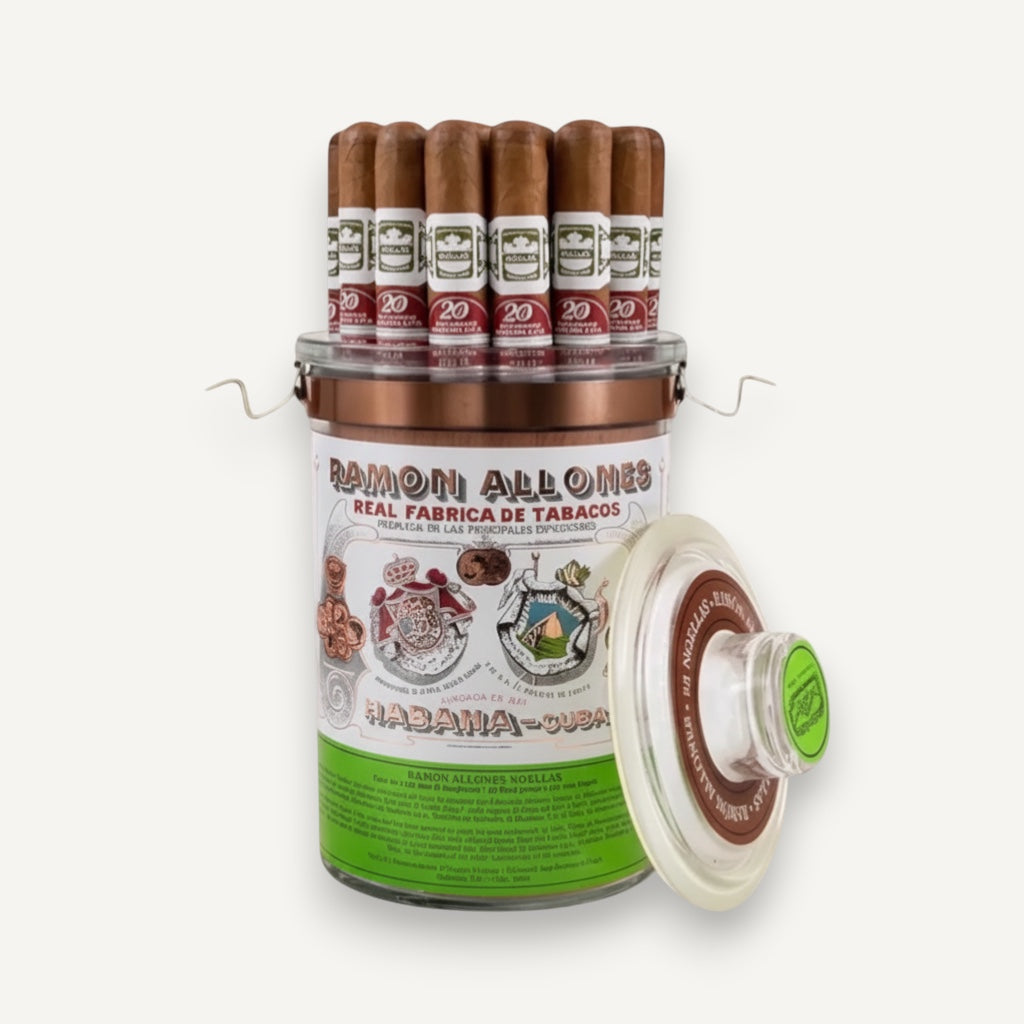 Arcadia Cigars Ramon Allones Noellas Jar 2020 Italia Edition Cuban cigars in a ceramic jar.