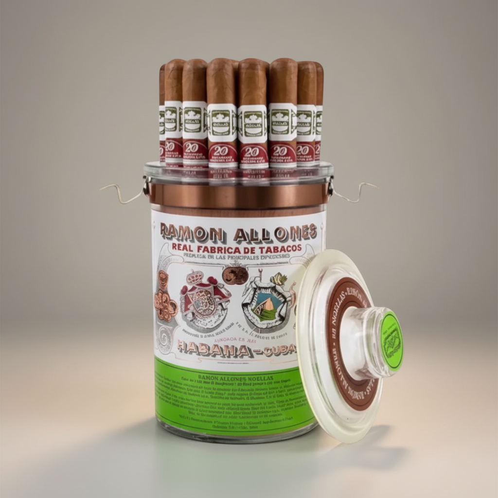 Arcadia Cigars Ramon Allones Noellas Jar 2020 Italia Edition Cuban cigars in a ceramic jar.