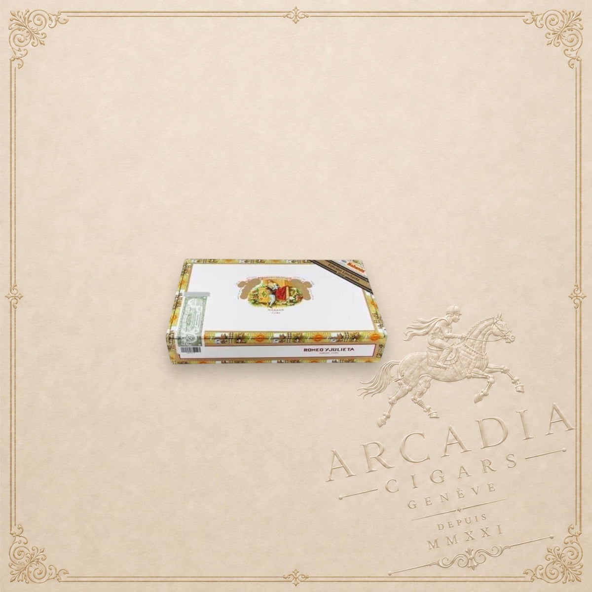 Arcadia Cigars Romeo y Julieta Capuletos Limited Edition 2016 cigar box on a neutral background