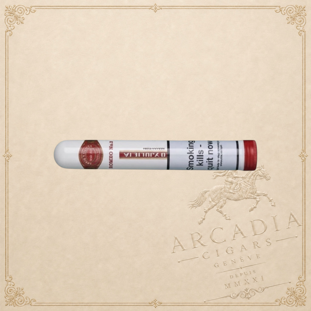 Arcadia Cigars Romeo y Julieta No. 2 Petit Corona Tubos cigar, featuring a balanced Cuban experience with cedar and nut notes.