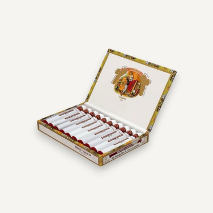Arcadia Cigars Romeo y Julieta No. 2 Petit Corona Tubos cigars in a box. Smooth, elegant Cuban cigars with cedar and nut notes.