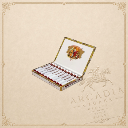 Arcadia Cigars Romeo y Julieta No. 2 Petit Corona Tubos cigars in a box. Smooth, elegant Cuban cigars with cedar and nut notes.