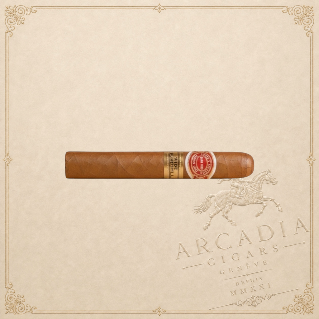 Arcadia Cigars Romeo y Julieta Wide Churchill cigar, medium-bodied with cedar, cream, and coffee notes.