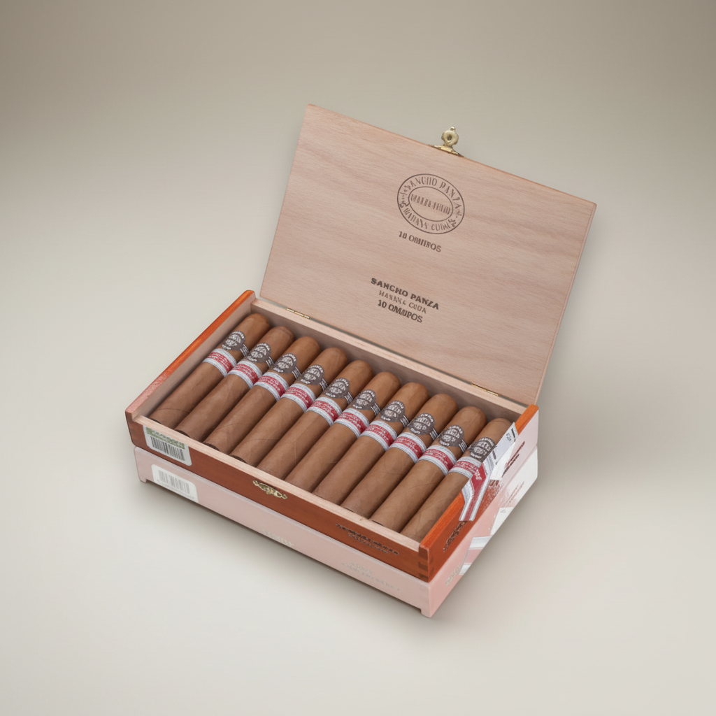 Arcadia Cigars Sancho Panza Omiros 2020 Edición Regional Grecia y Chipre box of 10 cigars. Robusto Extra vitola, 130mm length, 55 ring gauge.