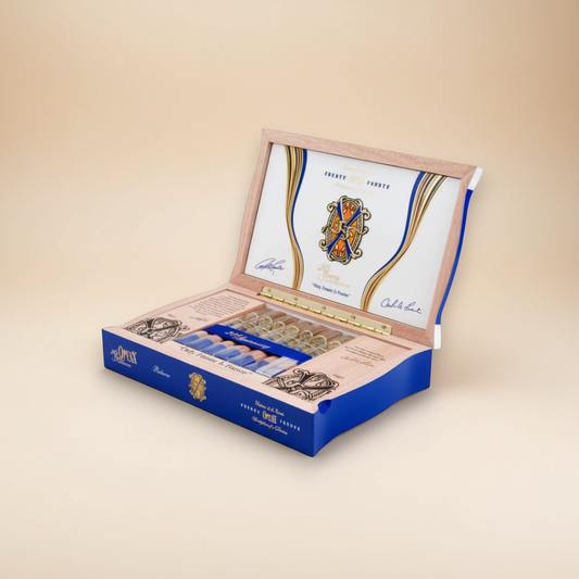 Arcadia Cigars Arturo Fuente Opus X 20 Years Believe cigar box. Full-bodied, handcrafted Dominican cigars.
