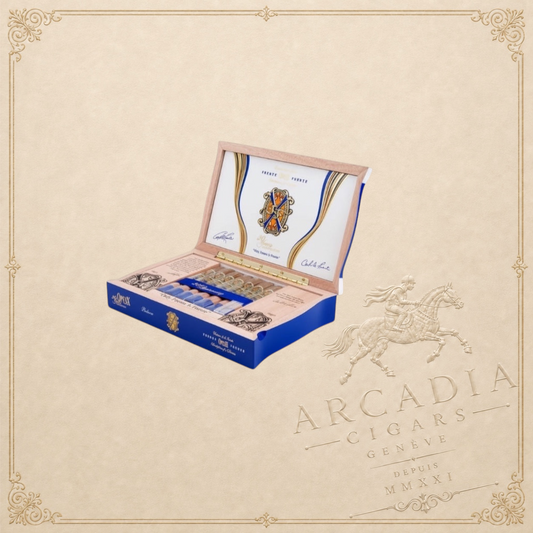 Arcadia Cigars Arturo Fuente Opus X 20 Years Believe cigar box. Full-bodied, handcrafted Dominican cigars.