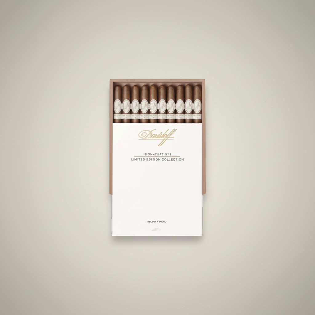 Arcadia Cigars Davidoff Signature 1 Limited Edition petit panetela cigars in box. Ecuadorian wrapper, mild-medium strength.