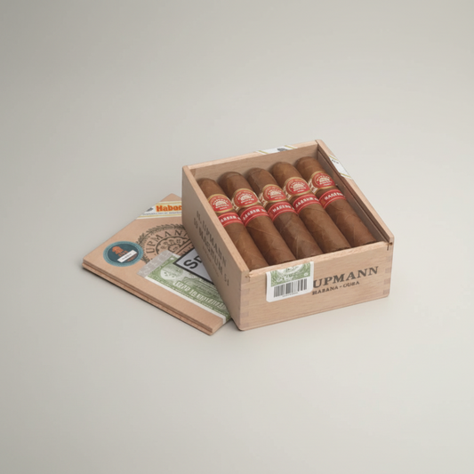 Arcadia Cigars H. Upmann Magnum 54 box of 5 cigars. Medium-bodied Cuban cigars with cedar and almond notes.
