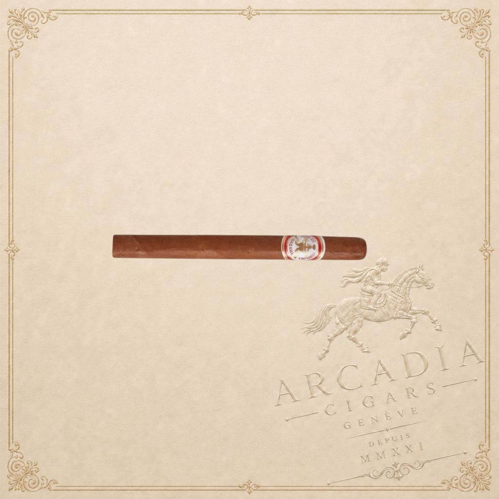 Arcadia Cigars Hoyo de Monterrey Double Coronas Cuban cigar, light to medium strength, 7.6" long.