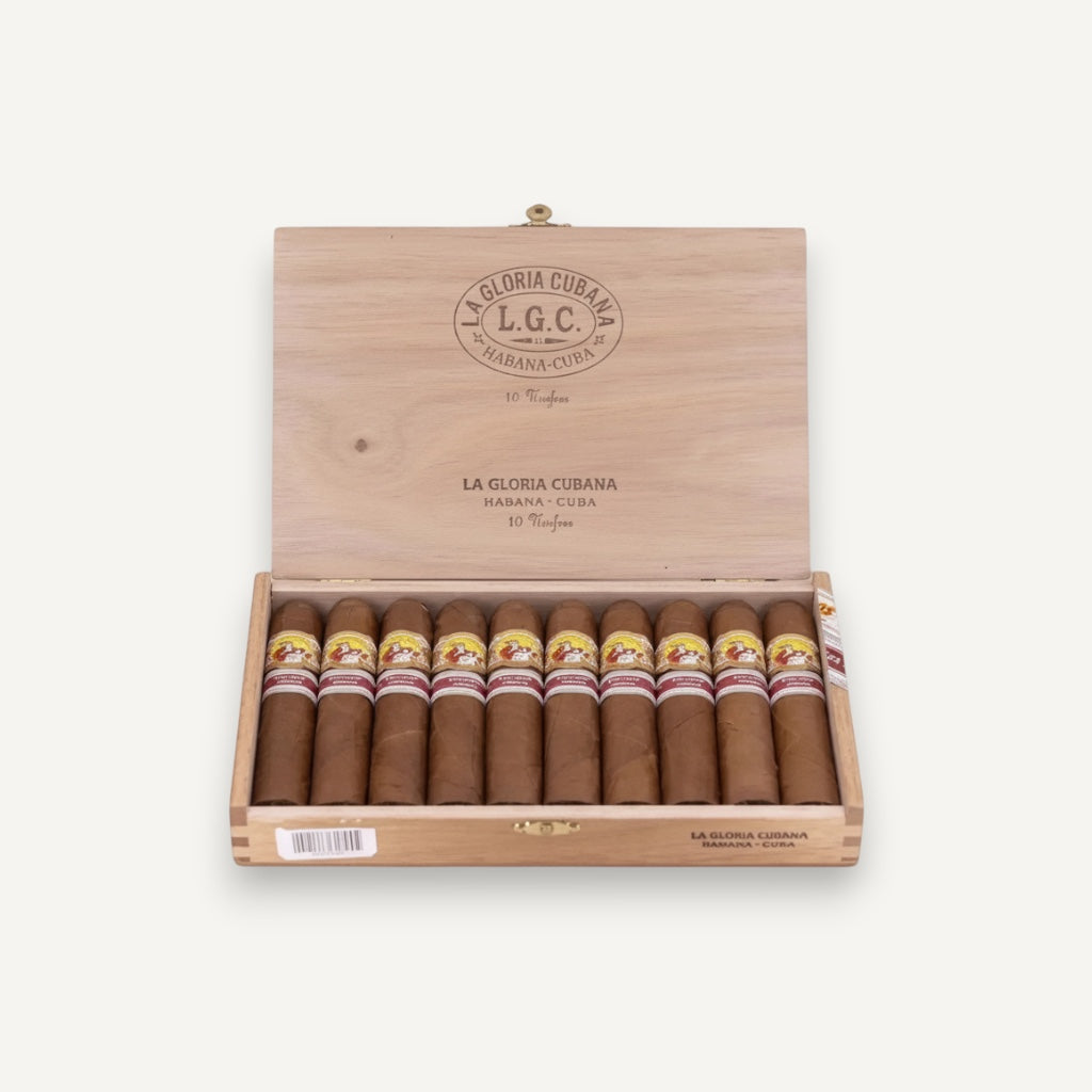 Arcadia Cigars La Gloria Cubana Unifree 2018 box of 10 medium-bodied Cuban cigars, Robusto Extra format.