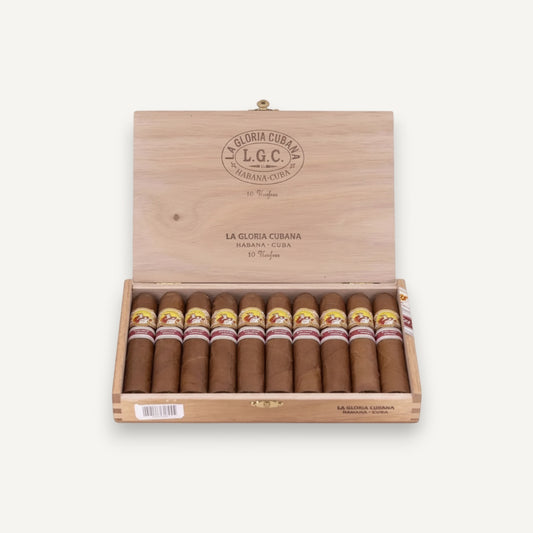 Arcadia Cigars La Gloria Cubana Unifree 2018 box of 10 medium-bodied Cuban cigars, Robusto Extra format.