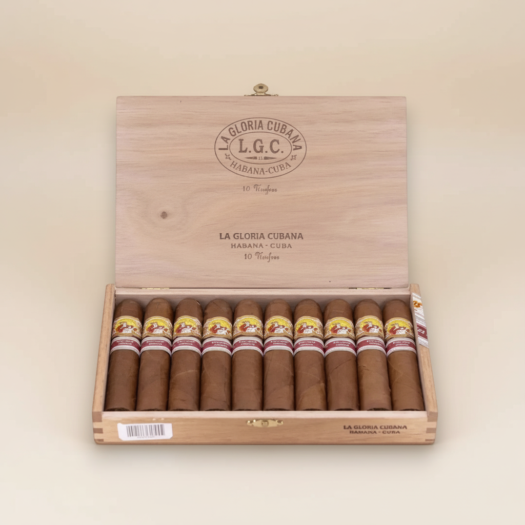 Arcadia Cigars La Gloria Cubana Unifree 2018 box of 10 medium-bodied Cuban cigars, Robusto Extra format.