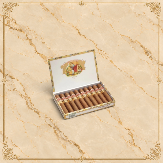 Arcadia Cigars Romeo y Julieta Wide Churchill box of 10 Cuban cigars, medium-bodied with cedar and cream notes.