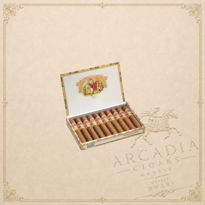 Arcadia Cigars Romeo y Julieta Wide Churchill box of 10 Cuban cigars, medium-bodied with cedar and cream notes.